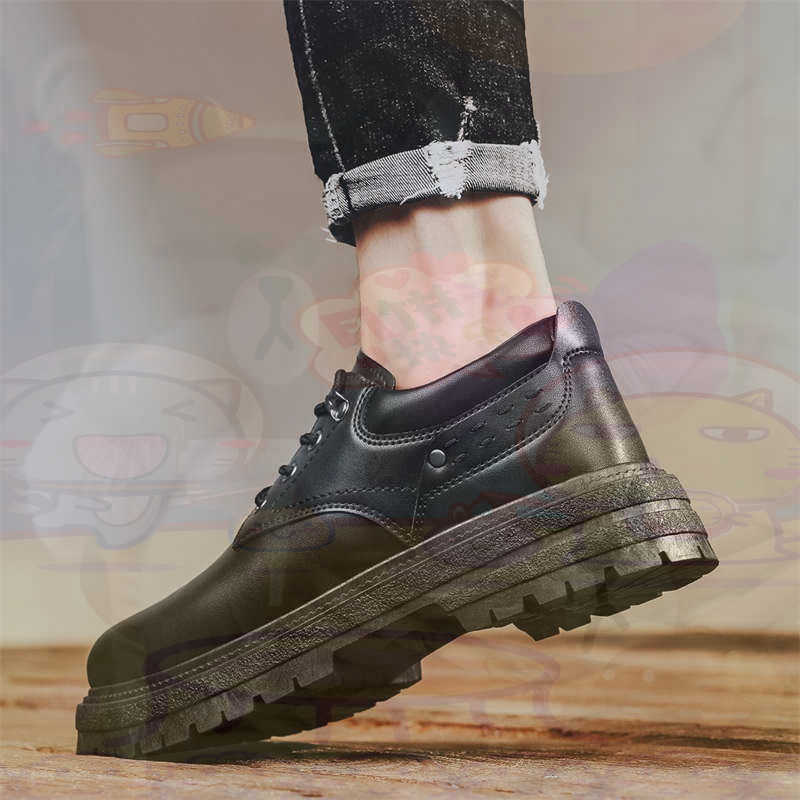 Office Pro Tech - Dark Natural Leather Fashion Trainers Tennis