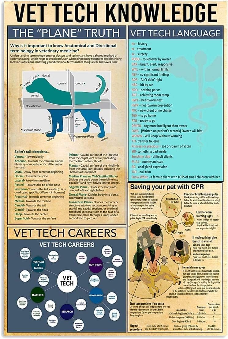 Tech Office Wall Art - ESETASOT Vintage Tin Sign Vet Tech
