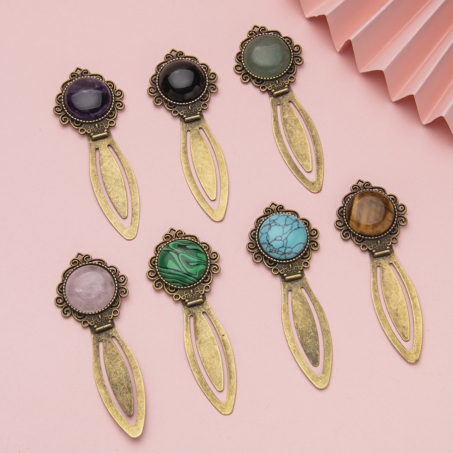 Office Hi Tech - Vintage Bronze Bookmark Exquisite Inlaid Gemstone