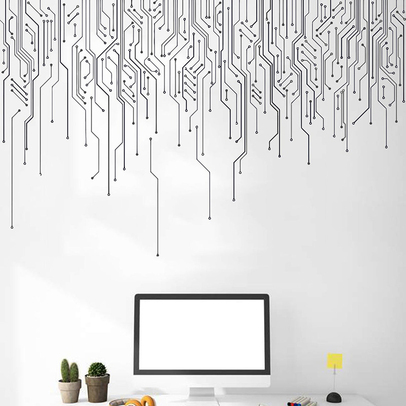Office Tech Essentials - Computer IT Decor,Circuit Board Wall Decal,