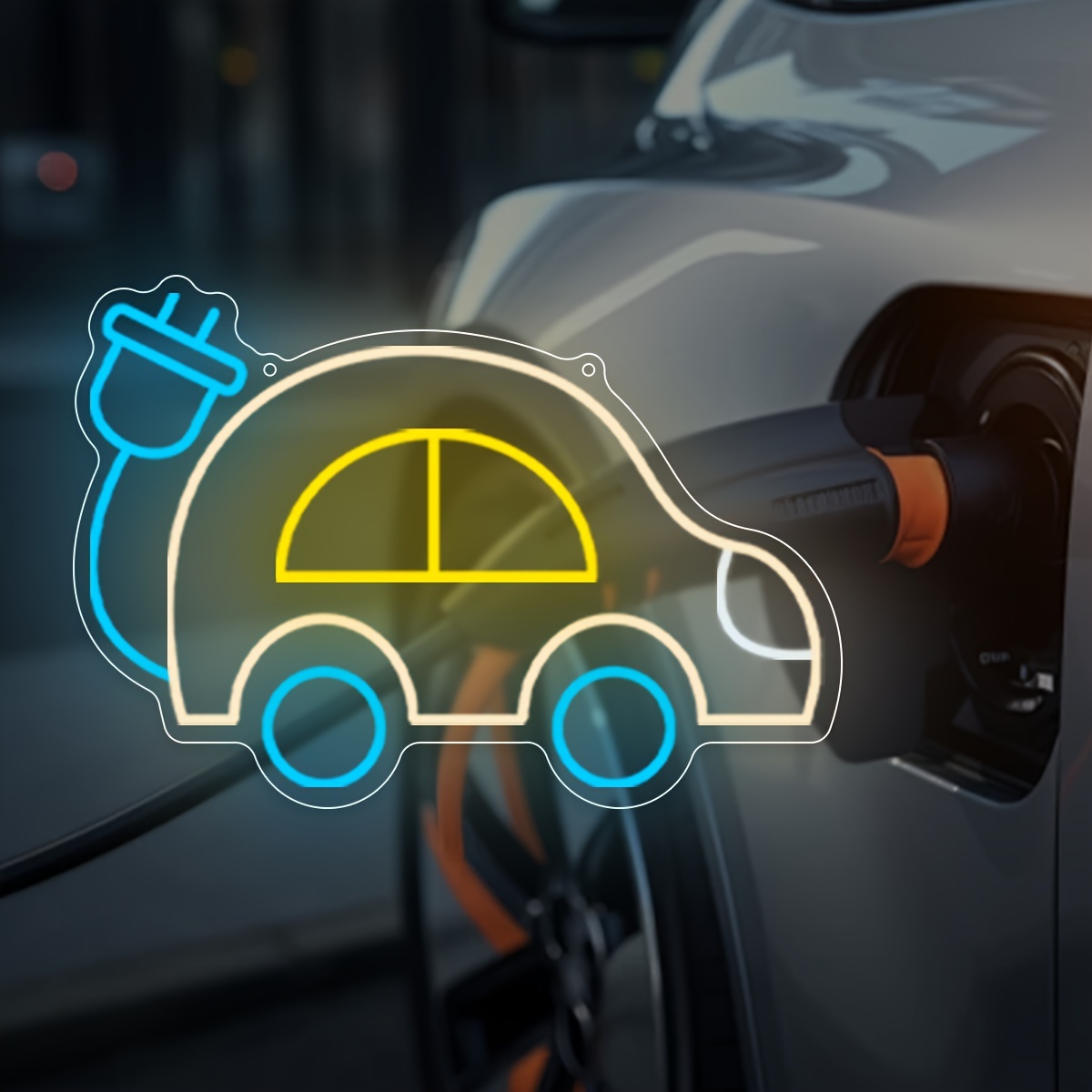 Tech Office Wall Art - Electric Car Charging EV Theme LED