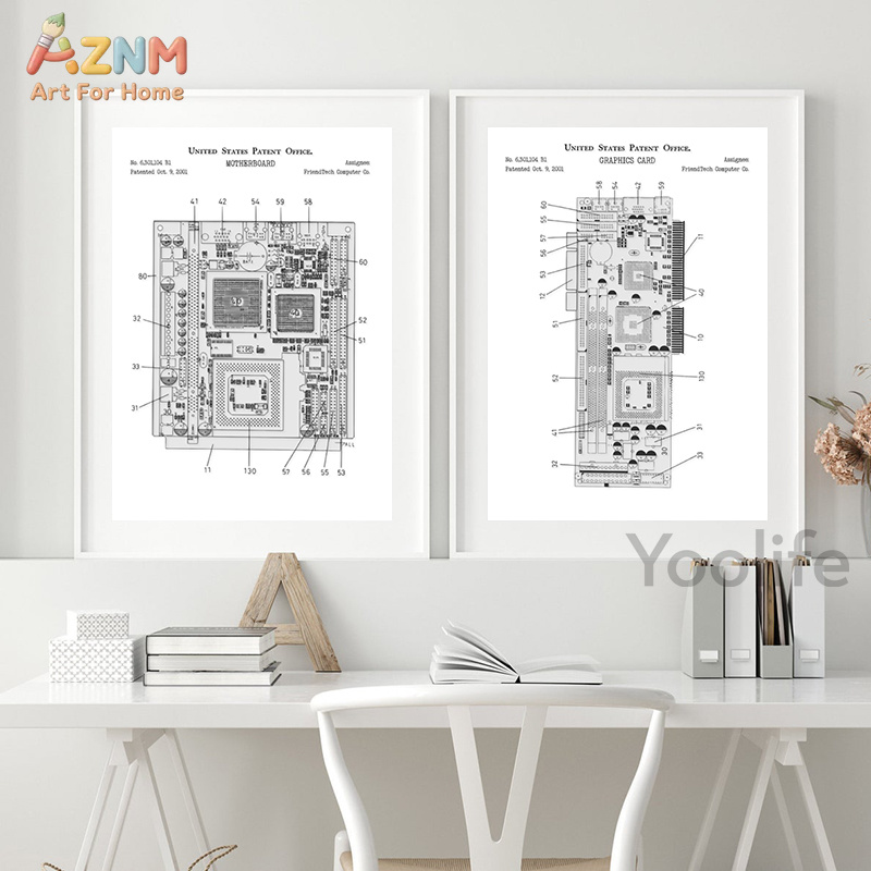 AZNM Computer Motherboard Pate - Tech Office Wall Art review and price