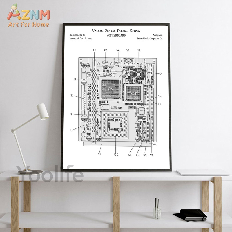 AZNM Computer Motherboard Pate - Tech Office Wall Art review and price